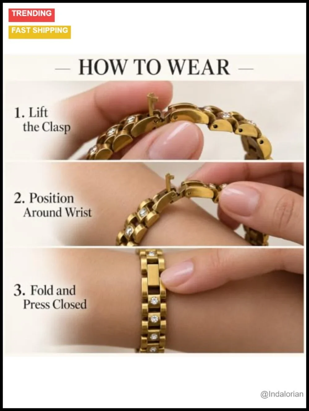 18K Gold Plated Stainless Steel Link Bracelet for Women